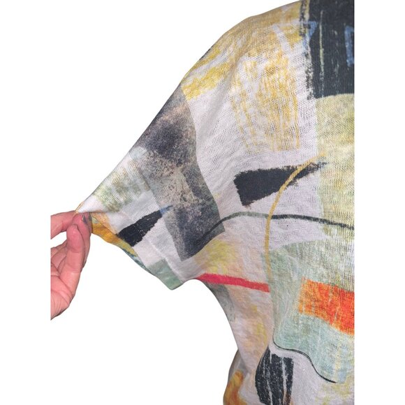 Jess & Jane Abstract Print Short Sleeve Tunic Top  S Casual Lightweight Artsy - Picture 5 of 8